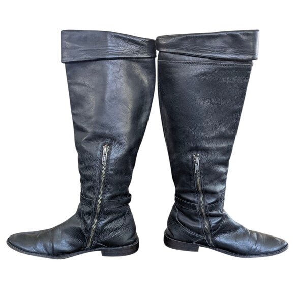 FRYE Women's Shirley Cuffed Black leather zip up Boots - Size 7 B - Picture 3 of 14